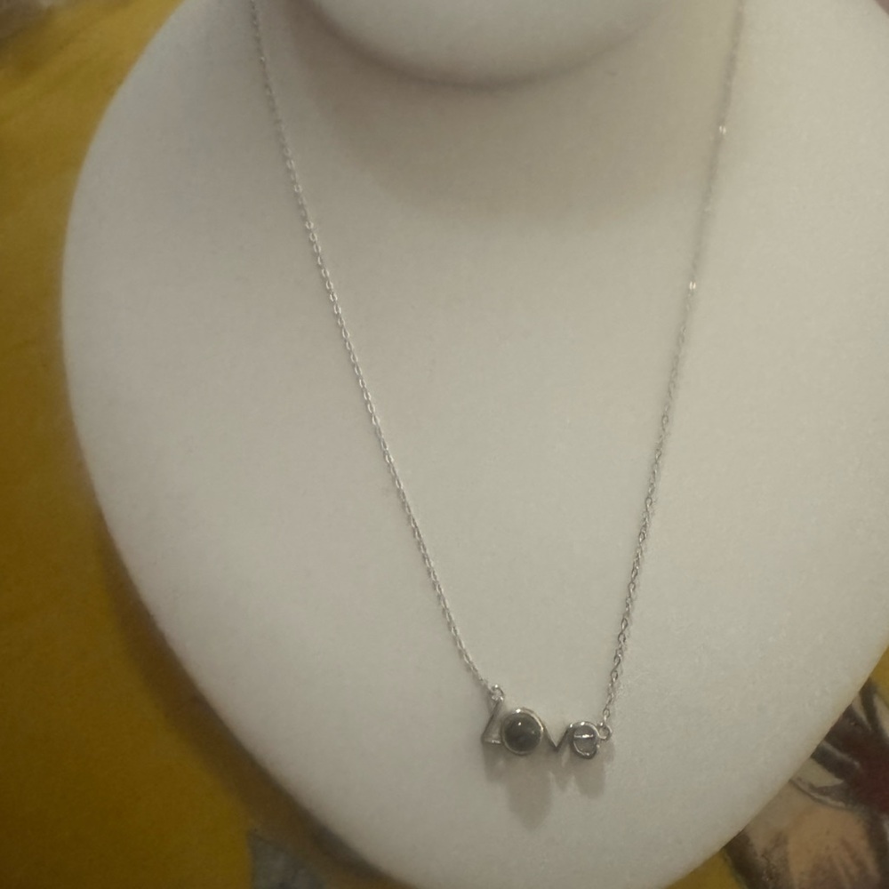 Sterling Silver LOVE Pendant Necklace in Silver